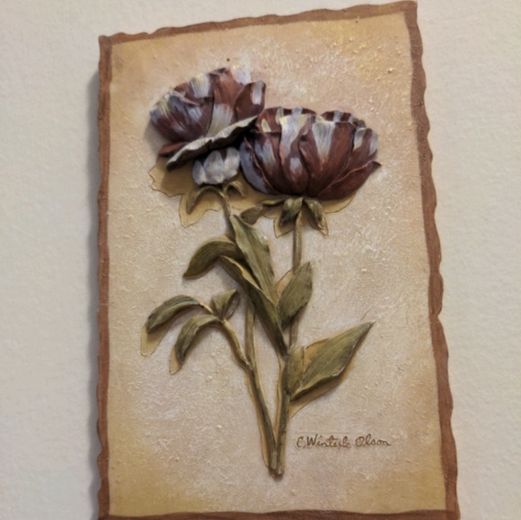 Set of 4 ceramic floral wall decor hanging - Picture 4 of 5